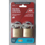 ACE BRASS PADLOCK 30MM (1-1/8") 2PK GEN SEC