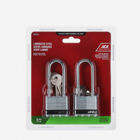 ACE Hardware 2-Pack Laminated Steel Long Shackle Padlock 50mm