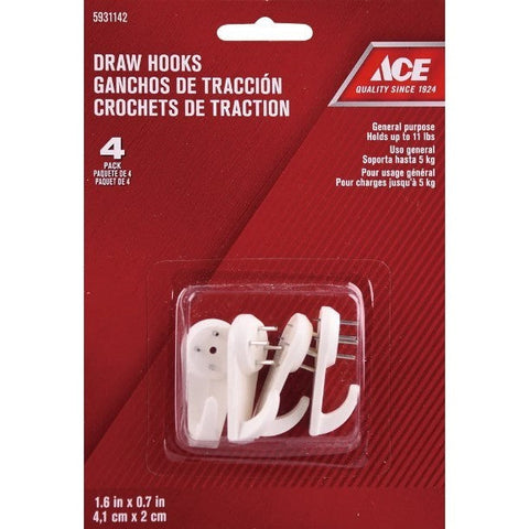 ACE DRAW HOOKS 4PK 5KG WHT