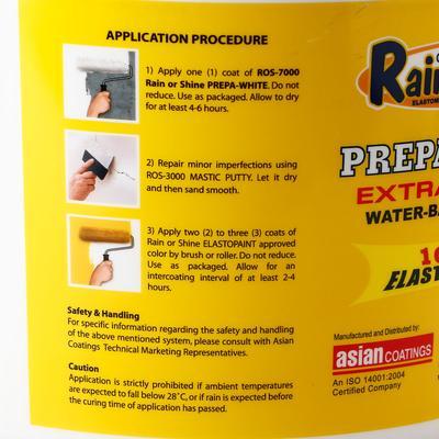 Rain or Shine Prepa-White Elastomeric Waterproofing Paint 4L – ROS-700 ...